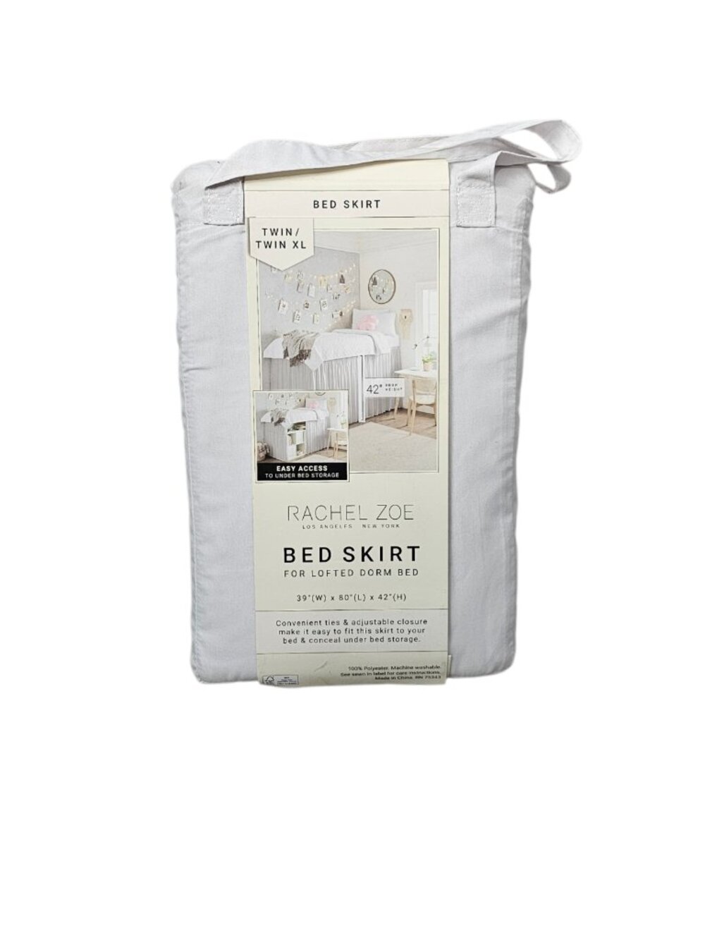 Rachel Zoe Bed Skirt Lofted Dorm Bed Twin XL Bedding New Gray 39" x 80" x 42"